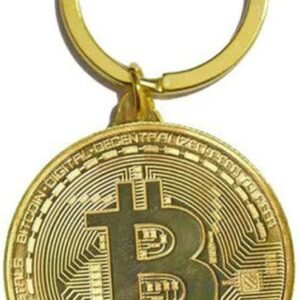 Art Attack Bitcoin Flag Keychain, Coin Peer To Peer Crypto Digital Standard Blockchain Key Chain (Gold)