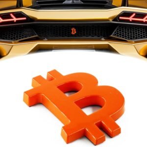 3D Bitcoin Sticker Decal – Accessory for Bitcoin Miner Node Car Truck or Lambo (Orange)